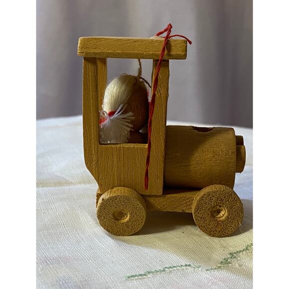 Wooden Christmas Tree Ornament Natural wood train engine - Picture 7 of 10